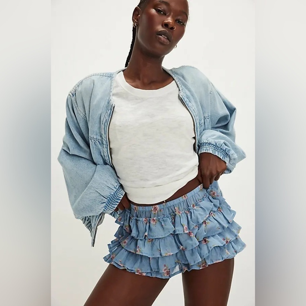 Free People Ruffle Up Bloomer Shorts NWT